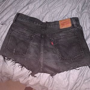 LEVIS 501 BLACK RIPPED DENIM SHORTS
